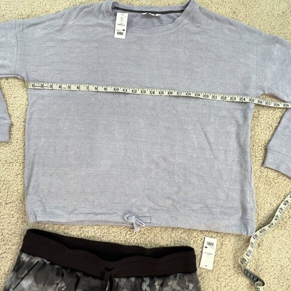 THREE DOTS Pajama Set Womans L Purple Gray Black knit Velour Lounge Stretch NWT - Picture 7 of 14